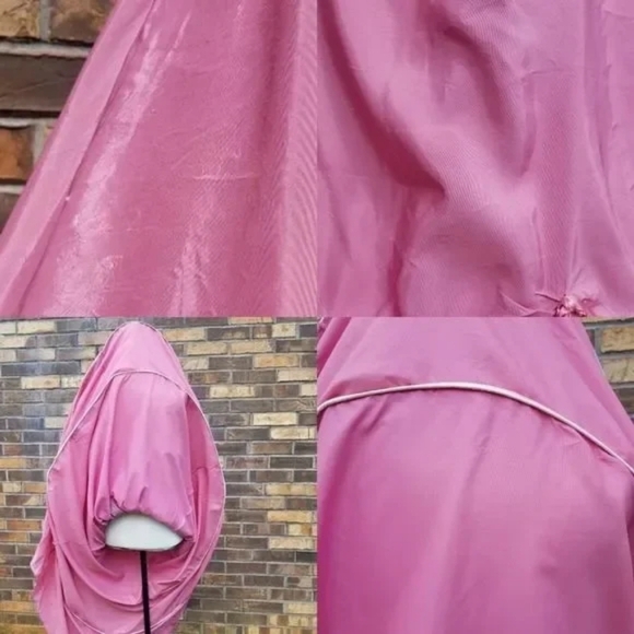 Dance Allure Rare Vintage 1980s Pink Lace Cold Shoulder Antebellum Hoop Dress M - Picture 12 of 12